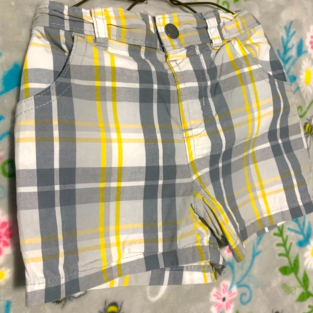 Light Gray Plaid Baby Shorts